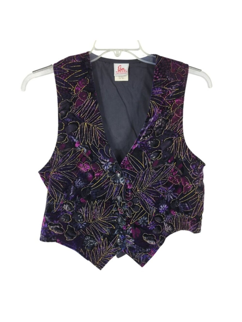 Vintage Velvet Floral Vest Whimsigoth Art to Wear Maximalist Gothic Boho 90s